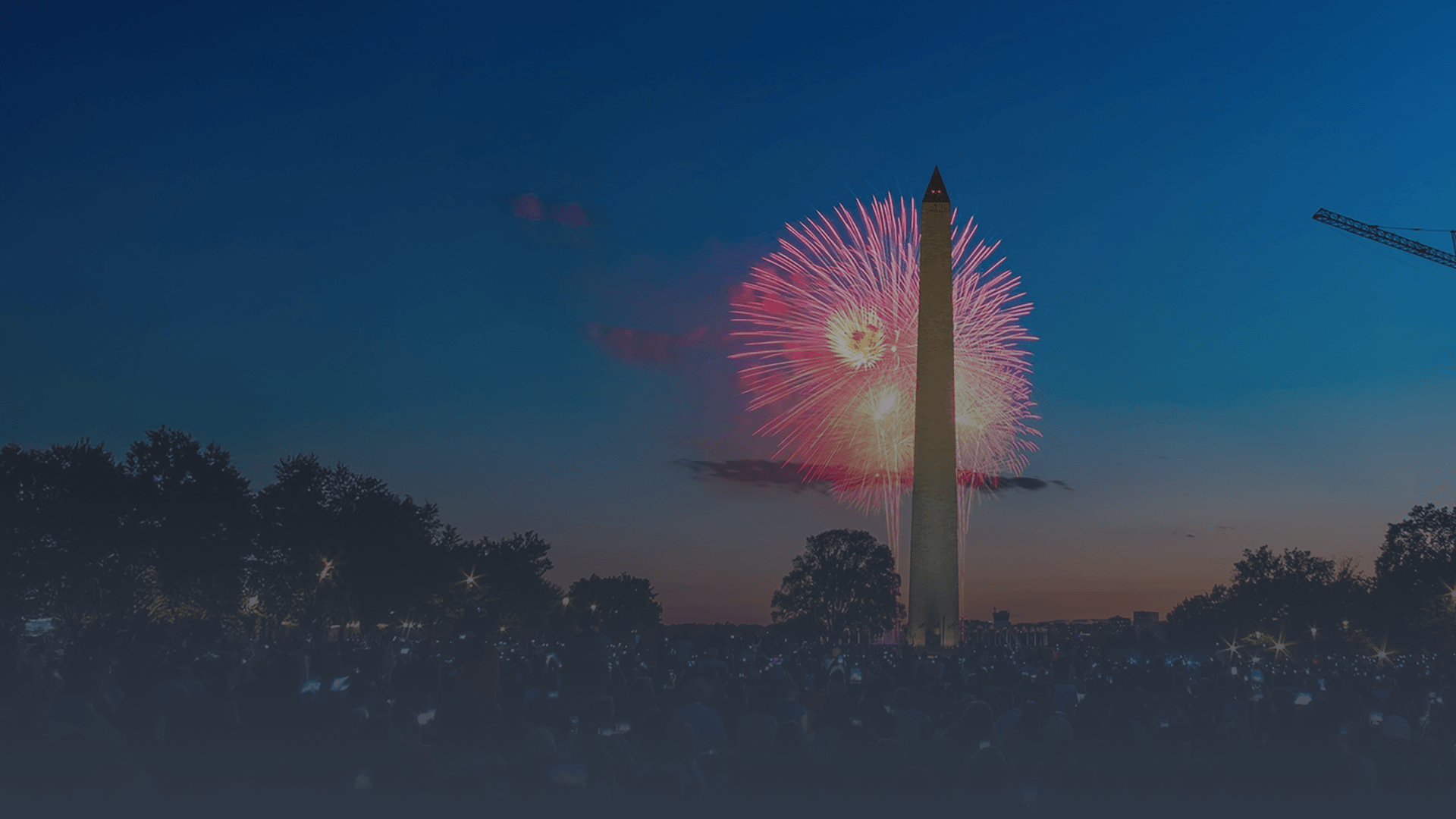 Fireworks over the Washington Monument at night