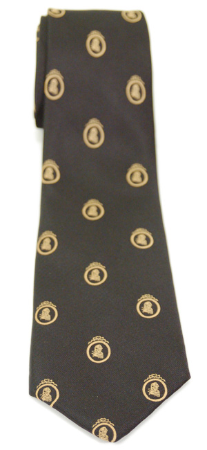 Adam Smith's black with gold cameos (polyester) tie